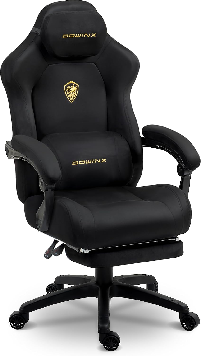 Dowinx Big and Tall Gaming Chair, Suede Fabric Game Chair with Pocket Spring Cushion, High Back Gamer Chair Ergonomic with Footrest for Adults Office, 440LBS, Black