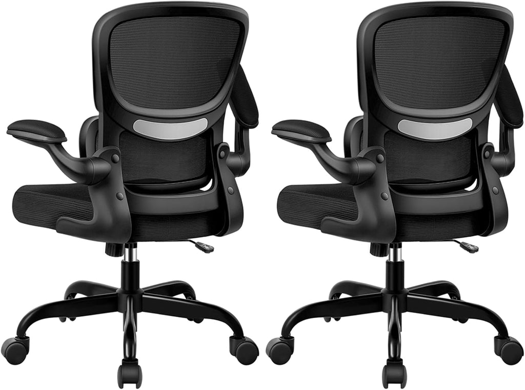 BESTFAIR Office Chair Ergonomic Desk Chair, Breathable Mesh Comfy Chair with Lumbar Support, Computer Chair, Home Desk Chair with Flip-up Armrests, Gaming Chair for Adults Home Office
