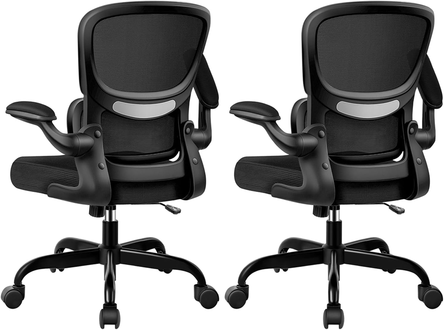 BESTFAIR Office Chair Ergonomic Desk Chair, Breathable Mesh Comfy Chair with Lumbar Support, Computer Chair, Home Desk Chair with Flip-up Armrests, Gaming Chair for Adults Home Office