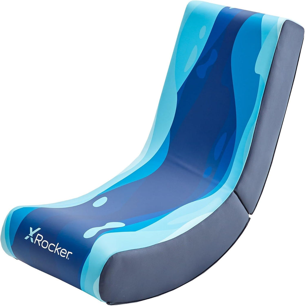 X Rocker Video Rocker Kids Gaming Chair - Foldable Floor Rocker for Kids and Juniors, Low Folding Rocking Seat, Gaming Console Chair - Lava Edition - Blue