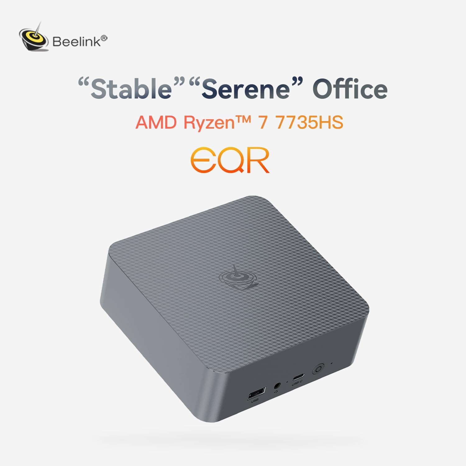 Beelink EQR7 Mini PC, AMD Ryzen 7 7735HS(6nm, 8C/16T) up to 4.75GHz, Mini Computer 24GB LPDDR5 RAM 500GB M.2 PCIe 4.0 SSD, Micro PC 4K@60Hz Dual Display, Built-in PSU Copilot WiFi6/BT5.2/2.5G
