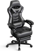 ELECWISH Gaming Chair, Backrest and Seat Height Adjustable Swivel Recliner Racing Office Computer Ergonomic Video Game Chair with Footrest and Lumbar Support, Gray