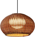 Plastic Rattan Pendant Lamp Shade Wicker Hanging Light Fixture E27 with Adjustable Cord Industrial Vintage Japanese-Style Hanging Lamp Garden Pavilion Farmhouse Restaurant Landscape Light