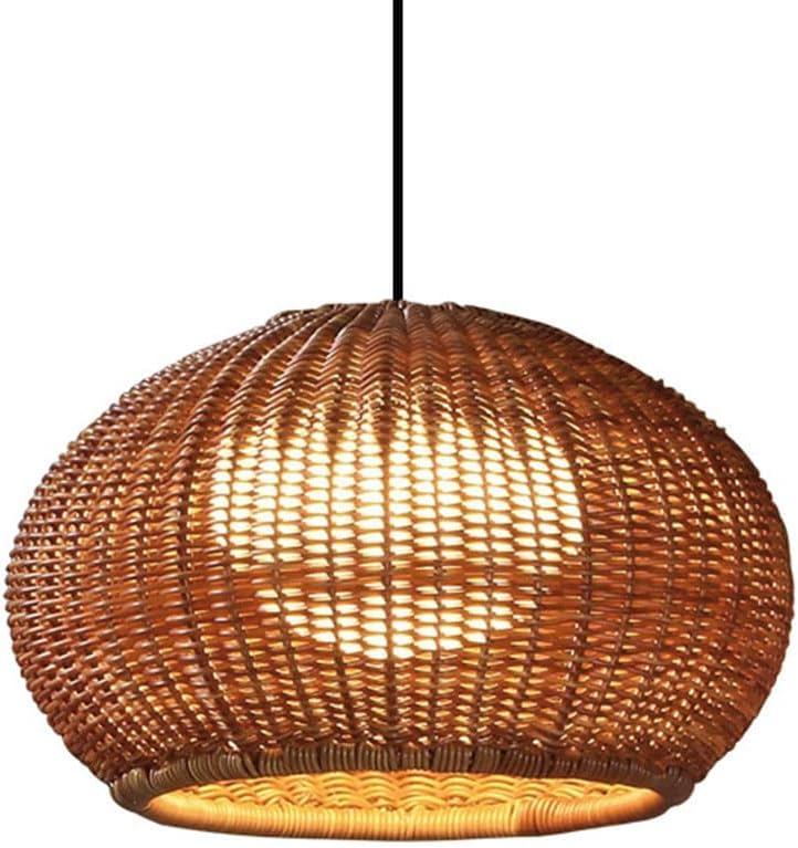 Plastic Rattan Pendant Lamp Shade Wicker Hanging Light Fixture E27 with Adjustable Cord Industrial Vintage Japanese-Style Hanging Lamp Garden Pavilion Farmhouse Restaurant Landscape Light