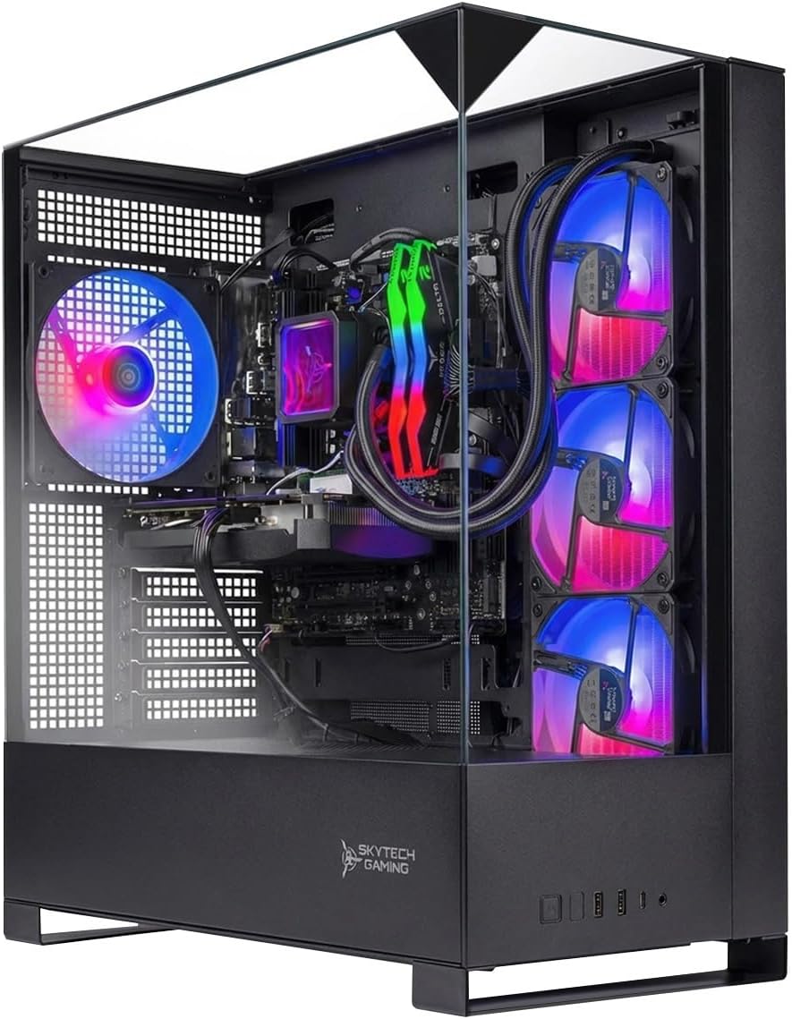 Skytech Gaming Shadow 5 Gaming PC, AMD Ryzen 7 7700 3.8GHz, NVIDIA RTX 5070 12GB VRAM, 1TB NVMe SSD, 32GB DDR5 RAM 6000, 750W Gold PSU, 360 ARGB AIO, WI-FI 5, Windows 11, Desktop