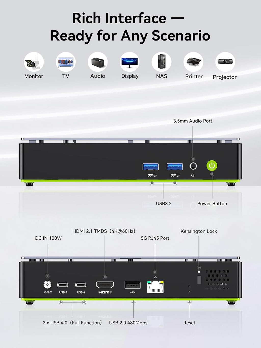 GMKtec K13 Mini PC Intel Ultra 7 256V 115Tops SK Hynix LPDDR5 8533 MT/s PCIe 4.0 SSD Intel ARC 140V Desktop Mini Computer 5GbE LAN NIC/ 2X M.2 Expansion Slots/ USB4/ HDMI