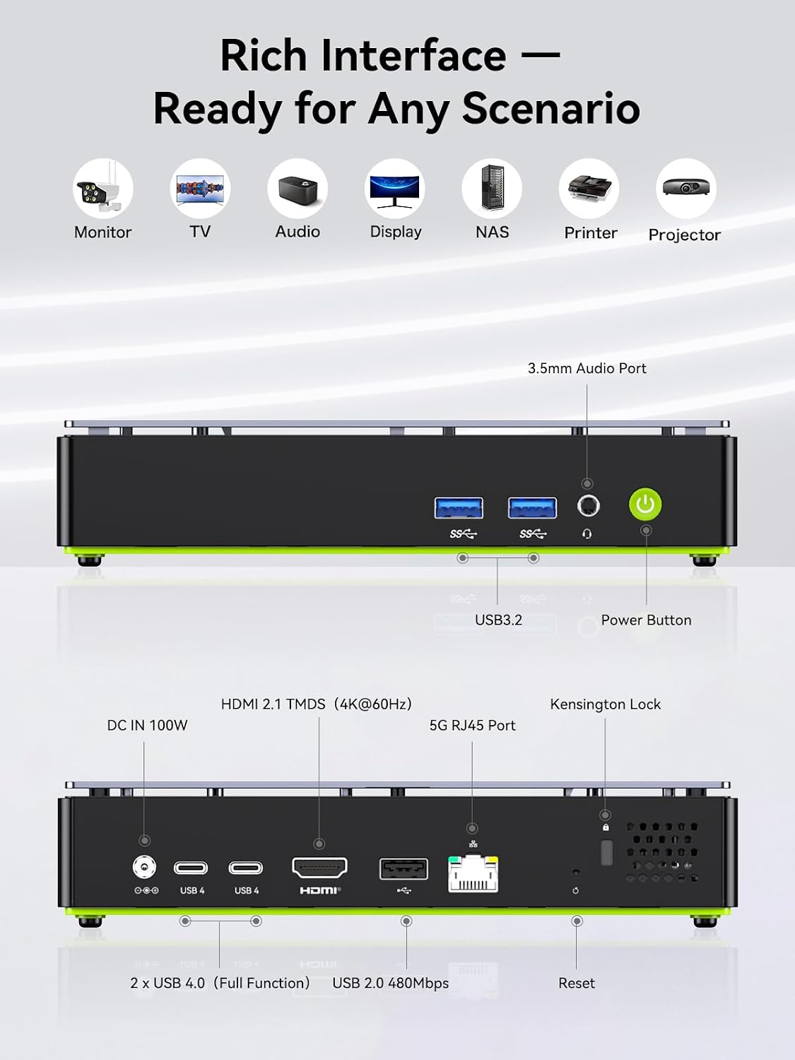 GMKtec K13 Mini PC Intel Ultra 7 256V 115Tops SK Hynix LPDDR5 8533 MT/s PCIe 4.0 SSD Intel ARC 140V Desktop Mini Computer 5GbE LAN NIC/ 2X M.2 Expansion Slots/ USB4/ HDMI
