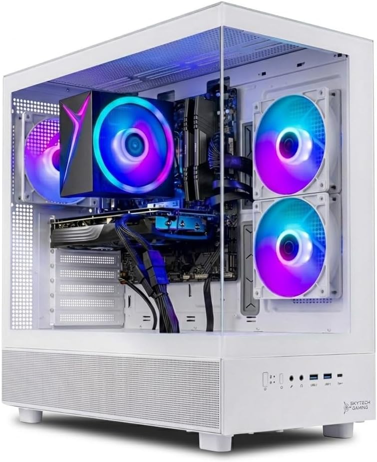 Skytech Gaming Azure 3 Desktop PC, Ryzen 7 7700 3.8 GHz (5.3GHz Turbo), NVIDIA RTX 5060 Ti 16GB, 1TB NVMe SSD, 16GB DDR5 RAM 6000, 650W Gold PSU, Wi-Fi, Win 11