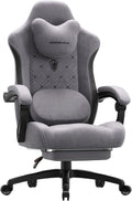 Dowinx Gaming Chair with Heated Massage Lumbar Support,Big and Tall Fabric Gaming Chairs for Adults with Footrest, Ergonomic Computer Game Chair with Poket Spring Cushions, 350lbs, Gray