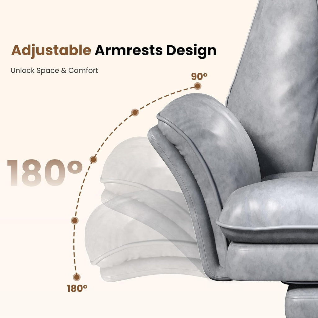 Big and Tall Office Chair, Flip Armrests for Pets & Cross Legged Sitting, Executive Ergonomic Computer Gaming Chair with Foot Rest, Premium Tech Fabric Wide Seat Reclining Desk Chair