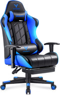 Gaming Chair with Footrest, Ergonomic High-Back PU Leather Computer Chair with 3D Adjustable Armrests, Headrest and Lumbar Support, Office Desk Chair with Diamond Stitching for Adults & Teen