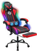 RGB Gaming Chair Massage with LED Lights and Footrest Ergonomic Computer Gaming Chair with High Back Video Game Chair with Adjustable Lumbar Support Red and Black