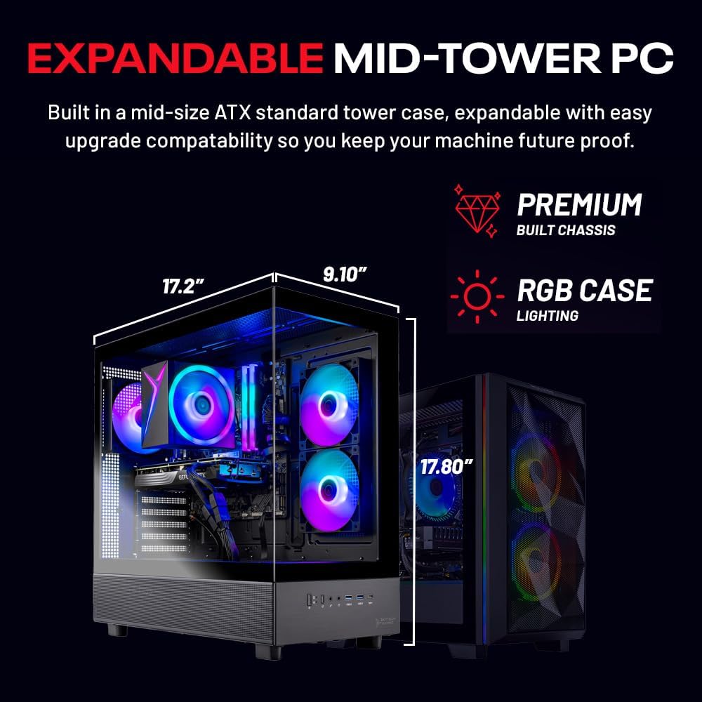 Skytech Gaming Azure 3 Gaming PC, AMD Ryzen 5 5500 3.6GHz, AMD RX 9060 8GB VRAM, 1TB NVMe SSD, 32GB DDR4 RAM 3200, 650W Gold PSU, WI-FI 5, Windows 11, Desktop