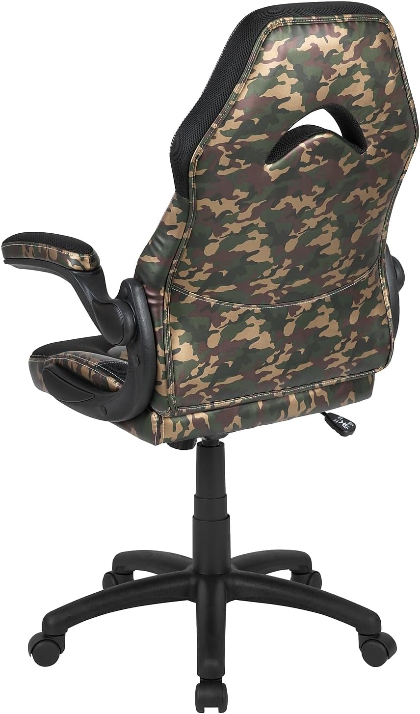 Flash Furniture X10 Gaming Chair Racing Office Ergonomic Computer PC Adjustable Swivel Chair with Flip-up Arms, Camouflage/Black LeatherSoft