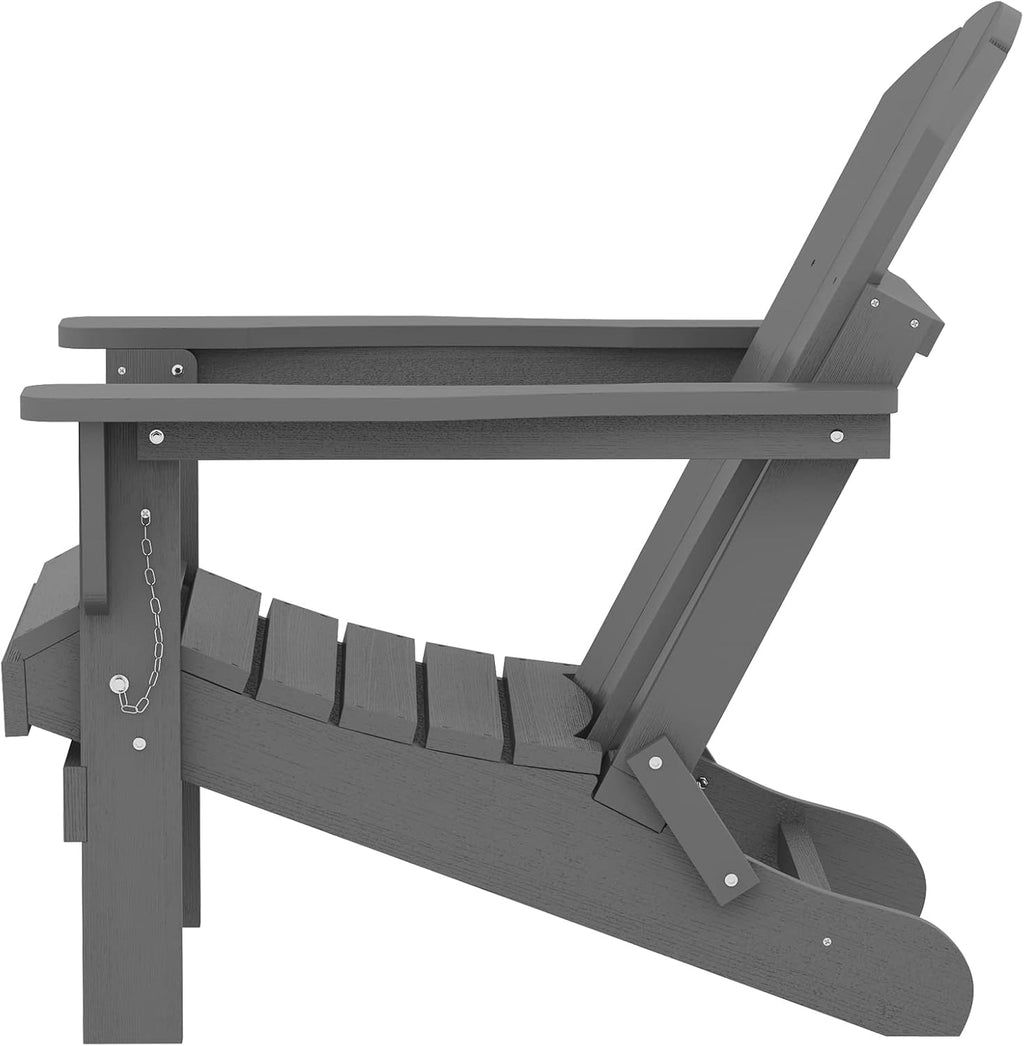 SERWALL Foldable Adirondack Chair Set of 4 for Patio Garden Outdoors Fire Pit-Gray