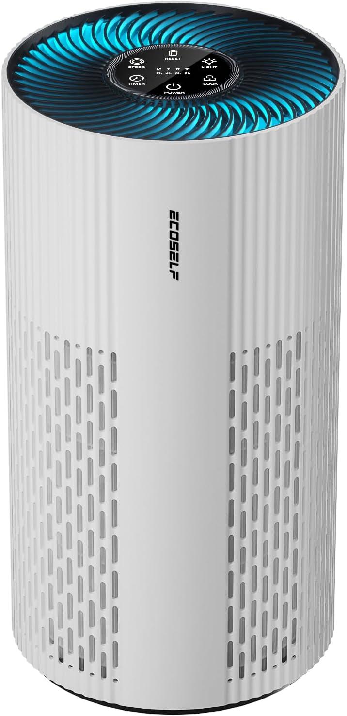 Air Purifiers for Home Large Room, with 20dB Sleep Mode, 360° Air Intake & Outlet, HEPA Air Purifier for Bedroom Pets Cover Up to 1500 Ft², HAP604, Grayish White