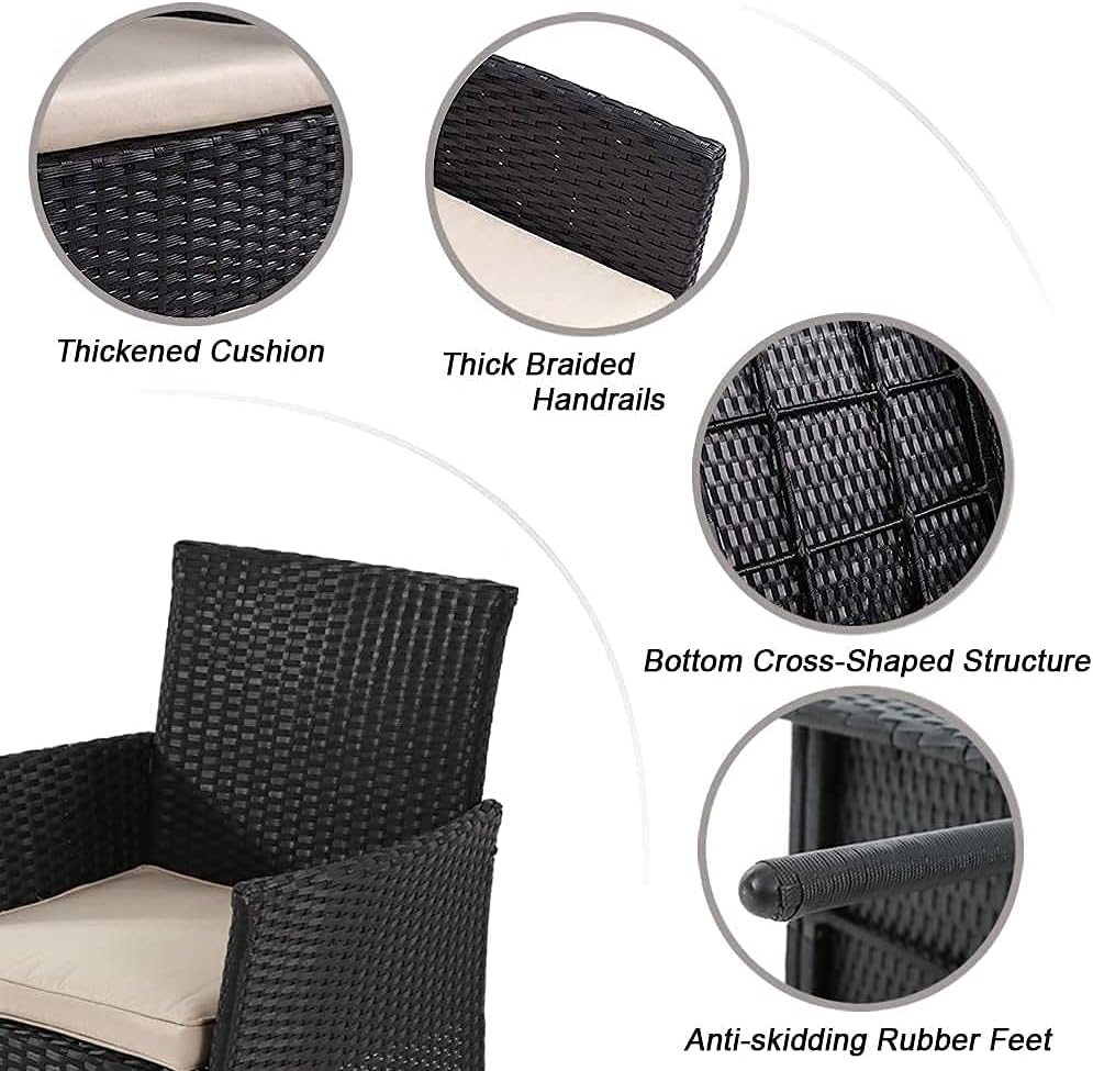 FDW Outdoor Patio Furniture Sets 4 Pieces Patio Set Rattan Chair Wicker Sofa Conversation Set Patio Chair for Backyard Lawn Porch Poolside Balcony Garden Furniture Sets with Coffee Table