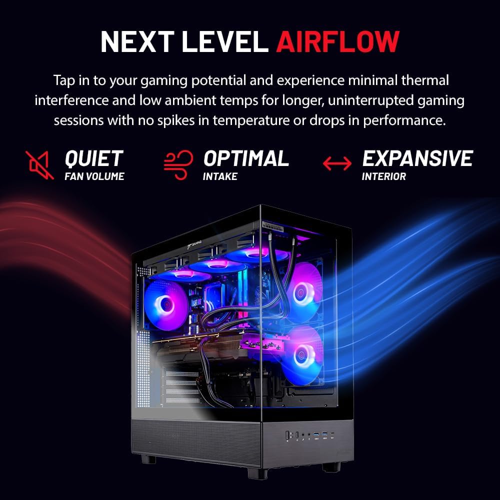 Skytech Gaming Azure 3 Desktop PC, Ryzen 7 7800X3D 4.2 GHz (5GHz), NVIDIA RTX 5080 16GB, 1TB NVMe SSD, 32GB DDR5 RAM 6000 RGB, 850W Gold ATX 3 PSU, 360mm ARGB AIO, Wi-Fi, Win 11