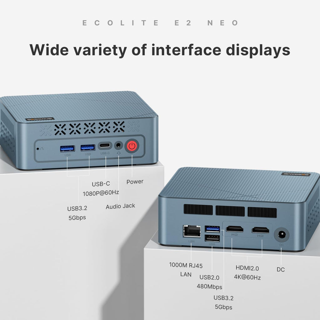 BOSGAME E2 Mini PC, AMD Ryzen 5 3500U (up to 3.7GHz), 16GB DDR4 RAM 512GB NVMe SSD, Desktop Computer 4K Triple Display via Dual HDMI & USB-C, WiFi 5, BT 5.0, Small Form Factor Business Office PC