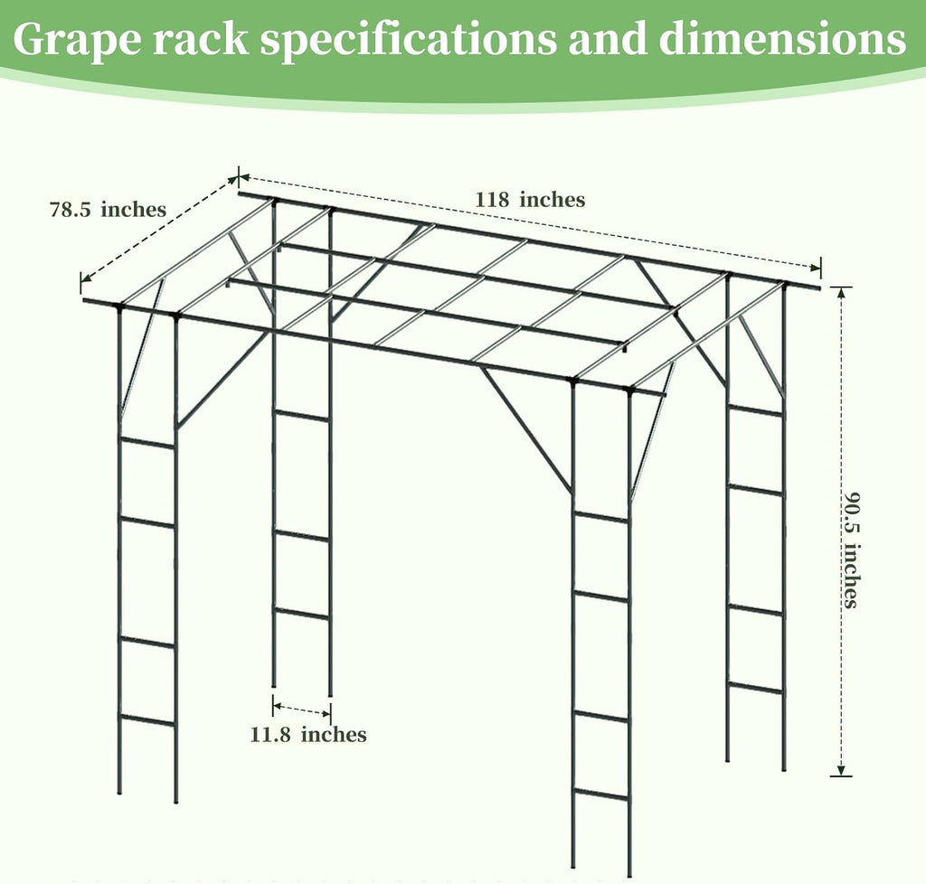 BUKLIYN Grape Trellis - Size: 118 * 78.5 * 90.5 inches - Large Outdoor Garden Arch Trellis, Used for Outdoor Climbing of Plants, Courtyard and Garden Decoration of Pavilions (Black)