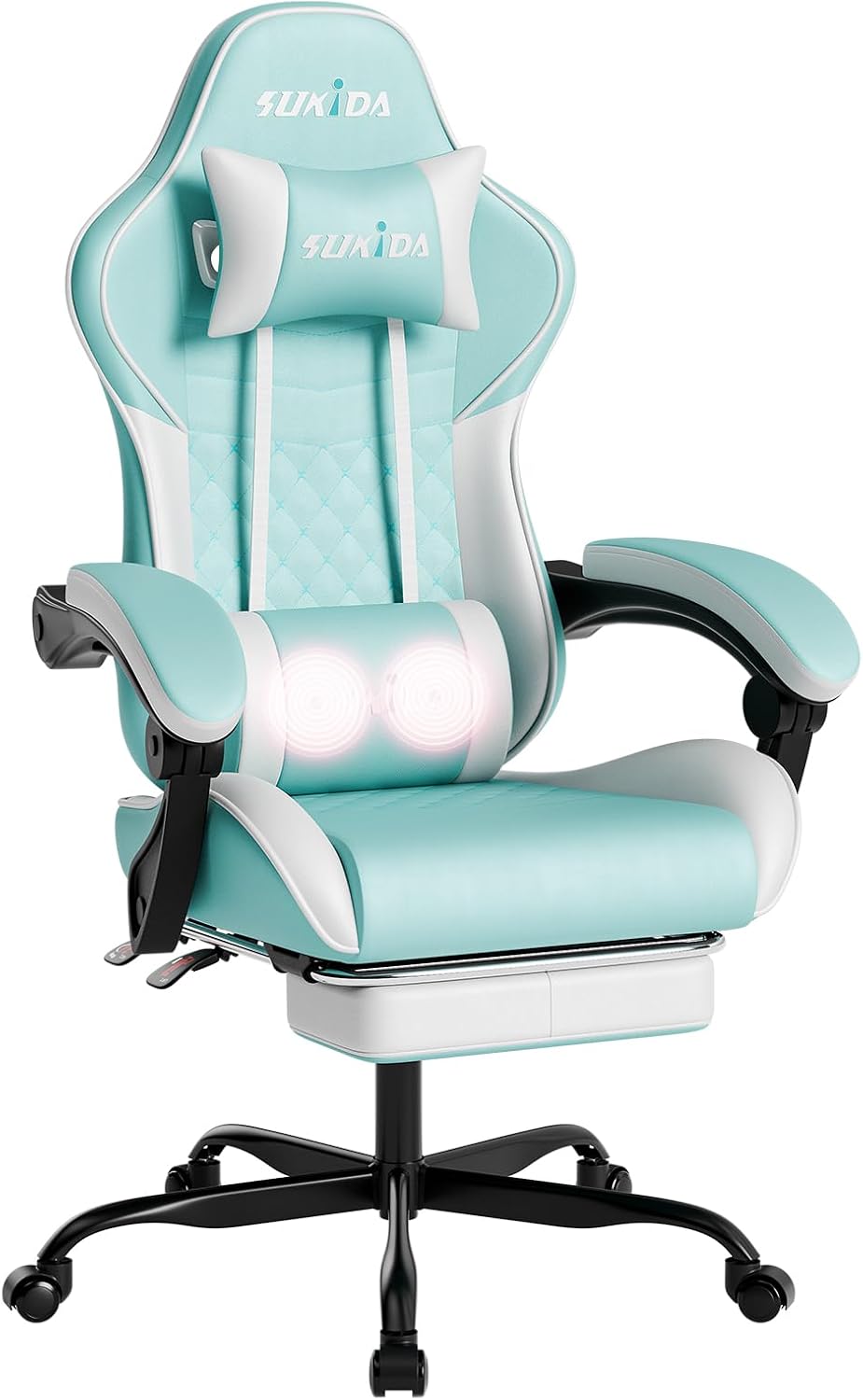 Ergonomic Video Gamer Chairs Gaming Computer Chair Gamer Chairs for Adults Massage Lumbar Support Swivel Height Adjustable Headrest Backrest