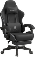 Dowinx Big and Tall Gaming Chair Fabric with Footrest Pocket Spring Cushion for Home Office, High Back Recliner Height Adjustable Ergonomic Comfy Cloth Computer Desk Chair, Black