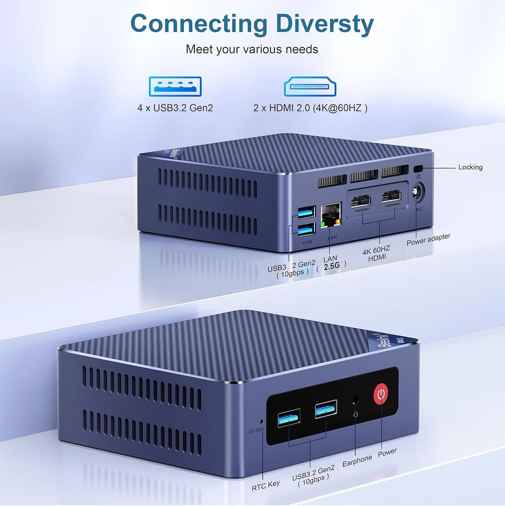 Beelink Mini PC Intel 12th N95(Up to 3.4GHz), 8GB DDR4 256GB SSD, Micro PC 4K Dual HDMI Display/2.5Gbps LAN/WiFi5/BT4.2/USB3.2/WOL Home/Office Mini Computer