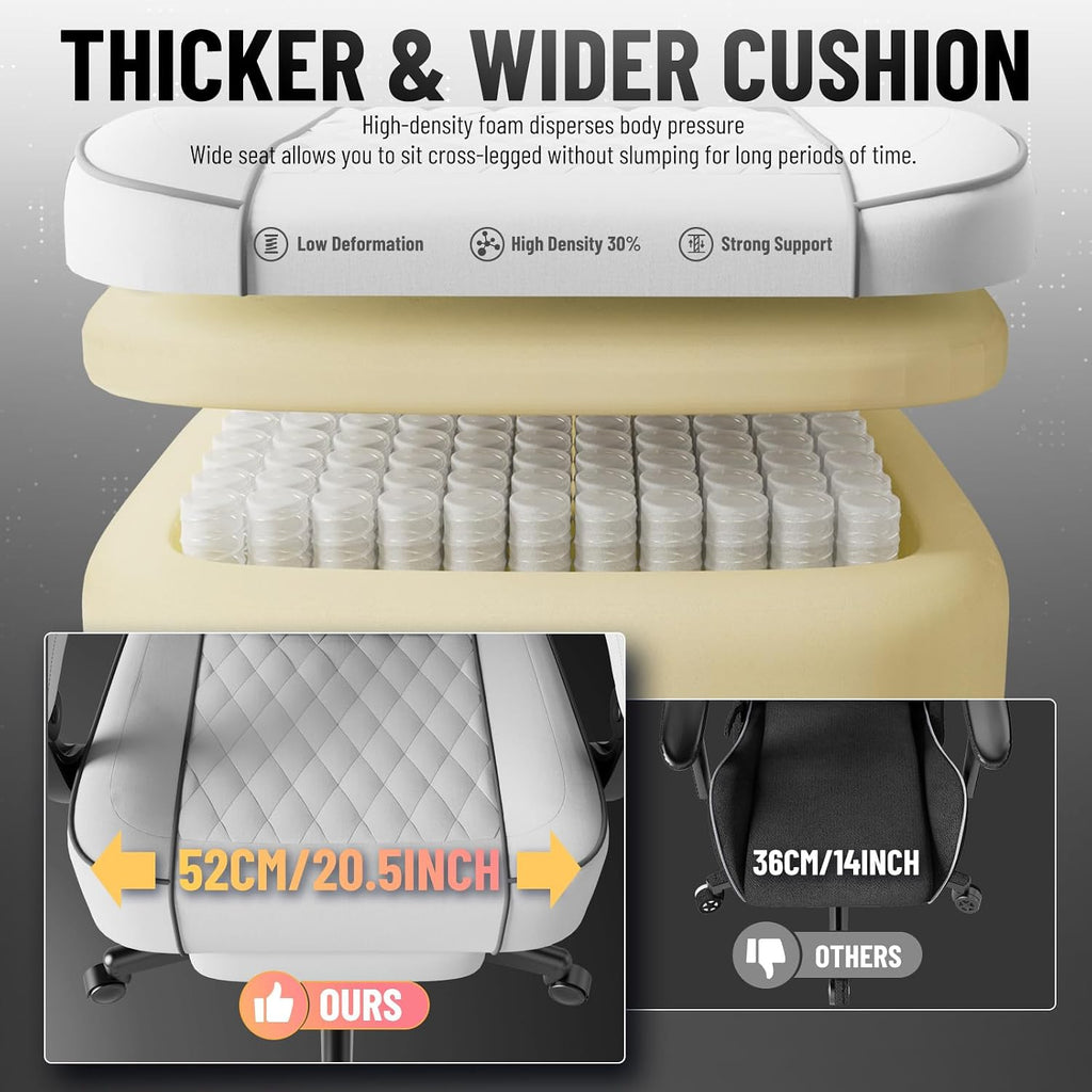 Soontrans Linen Fabric Gaming Chair, Racing Office Computer Desk Chair,Ergonomic Gamer Chairs for Adult, High Back Comfortable Video Game Chair with Footrest and Massage Lumbar Cushion