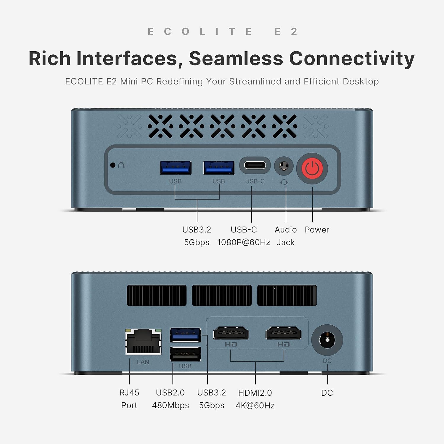 BOSGAME E2 Mini PC, AMD Ryzen 5 3500H (up to 3.7GHz), 16GB DDR4 RAM 512GB NVMe SSD, Desktop Computer 4K Triple Display via Dual HDMI & USB-C, WiFi 5, BT 5.0, Small Form Factor Business Office PC