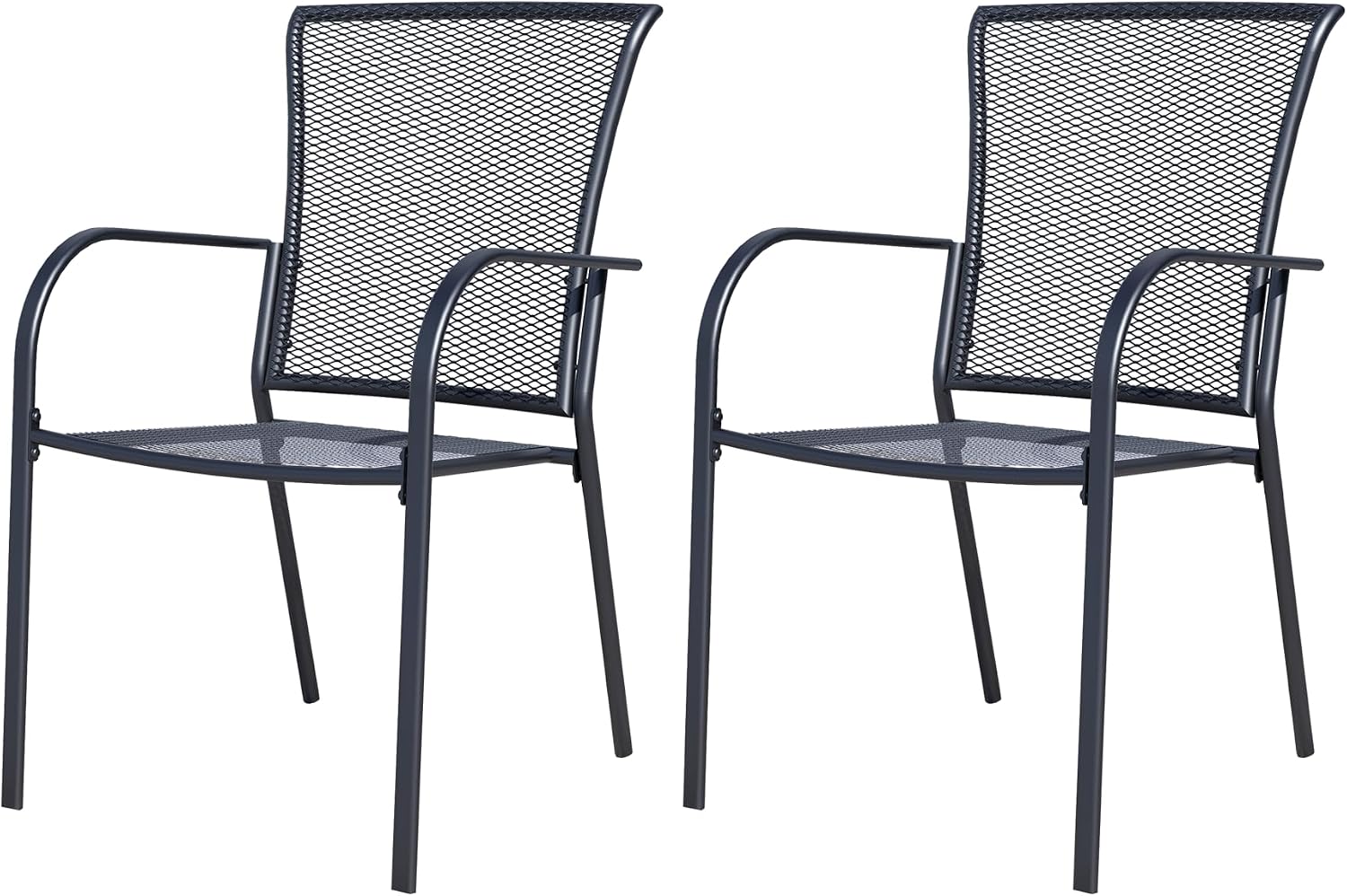 2-Pack Outdoor Dining Chairs, All-Weather Metal Patio Chairs with Breathable Mesh for Garden, Pool, Backyard & Lawn