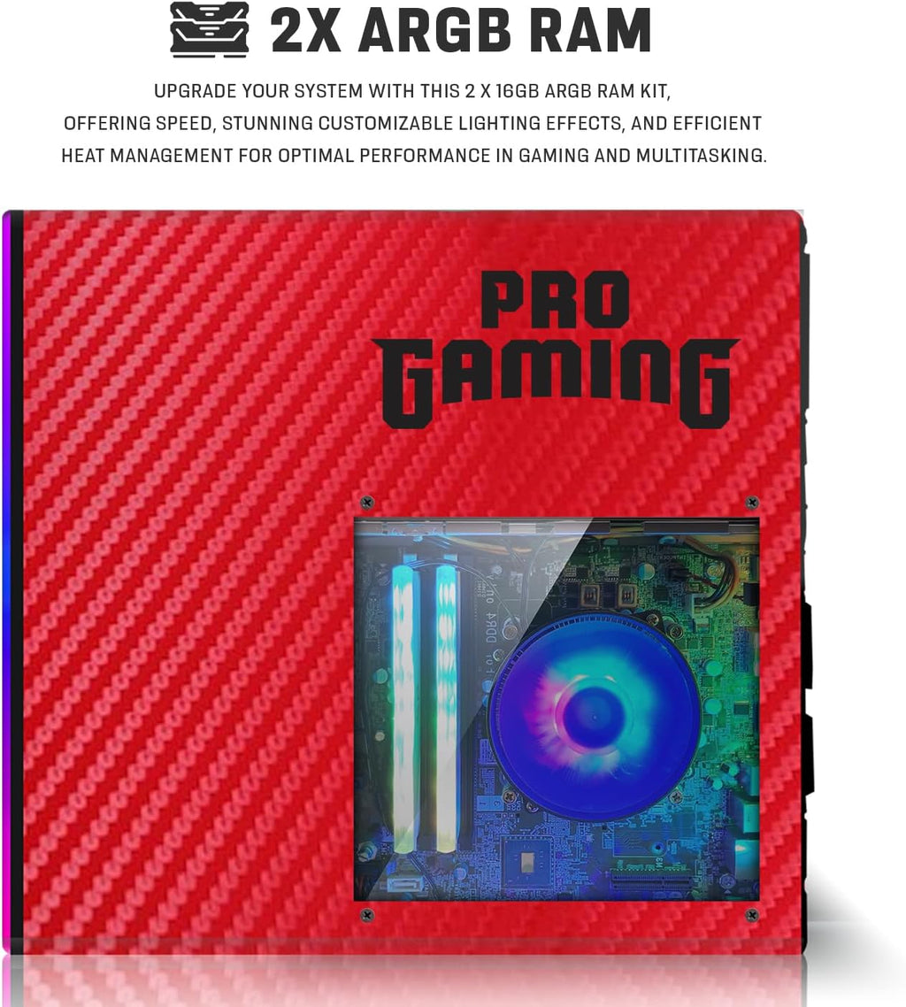 HP Carbon Red Desktop Computer PC–Intel Core i5,16GB ARGB RAM,512GB SSD,GT-1030 Graphic Card,24 Inch Curved Monitor,RGB KBM with AI Copilot Key,RGB Headphone,Webcam,Windows 11 (Renewed)