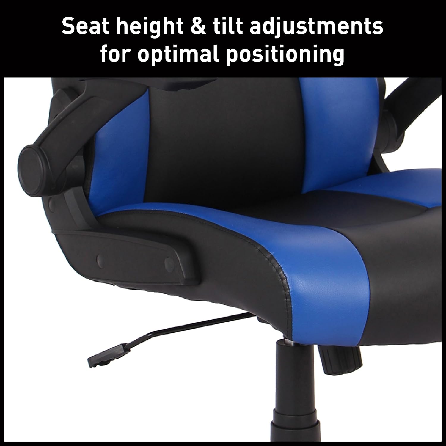 RS Gaming™ RGX Faux Leather High-Back Gaming Office Chair, Black/Blue, BIFMA Compliant