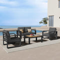 Oversized Aluminum Outdoor Furniture Set, Extra Large Patio Furniture Sofa Set 4.8' Widened Armrest & Ultra-Thick Cushions, 4 Pcs Modern Patio Sectional for Backyard, Deck, Graphite
