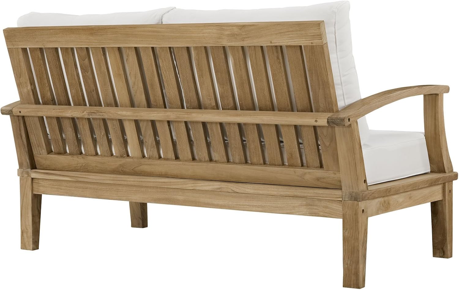 Modway Outdoor 3-Piece Marina Patio Teak Sofa Set, Natural White