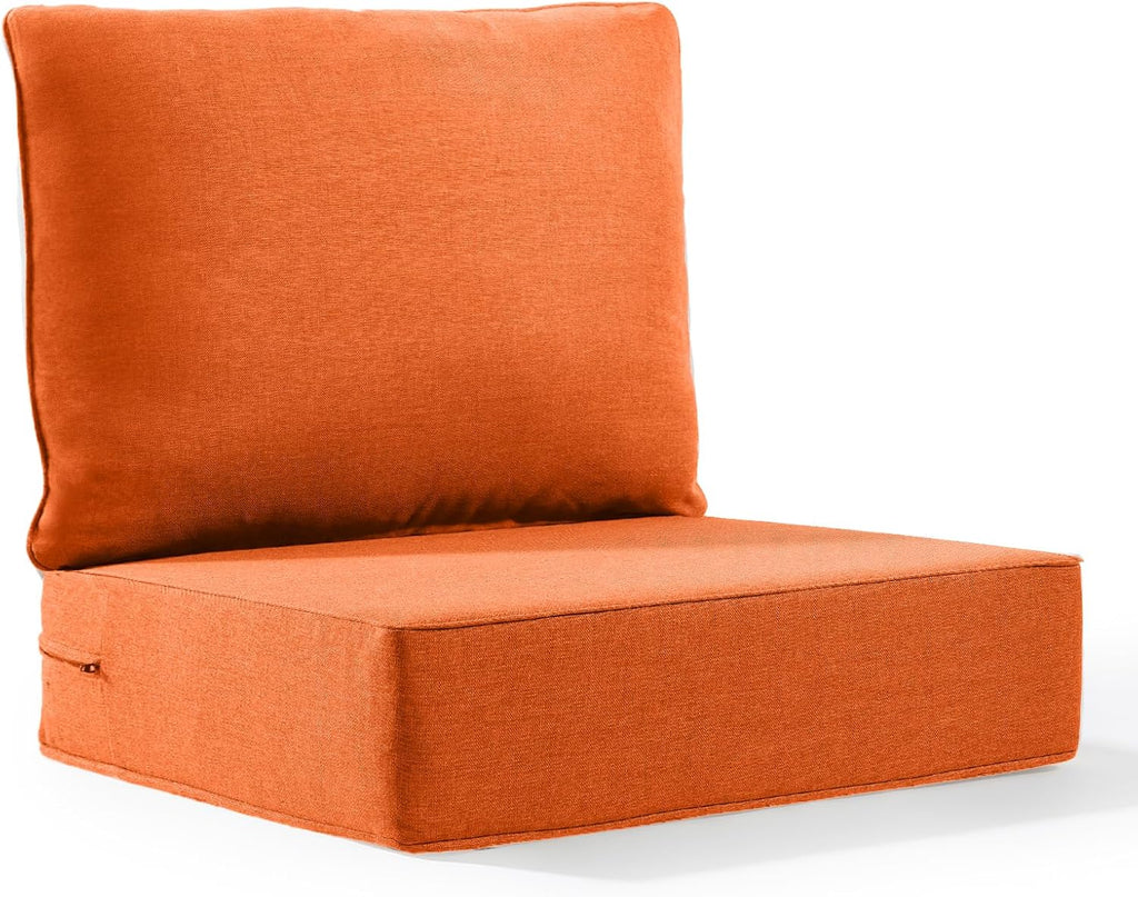 6' Thick Outdoor Cushion, 24*24*6' Patio Furniture Cushions with Waterproof Patio Furniture Cushions with Removable Cover, 28D High Density Patio Cushion for Outdoor Furniture, Orange-1pc