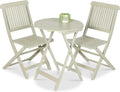 Best Choice Products 3-Piece Acacia Wood Bistro Set, Folding Patio Furniture for Backyard, Balcony, Deck w/ 2 Chairs, Round Coffee Table, Teak Finish - Sage Green