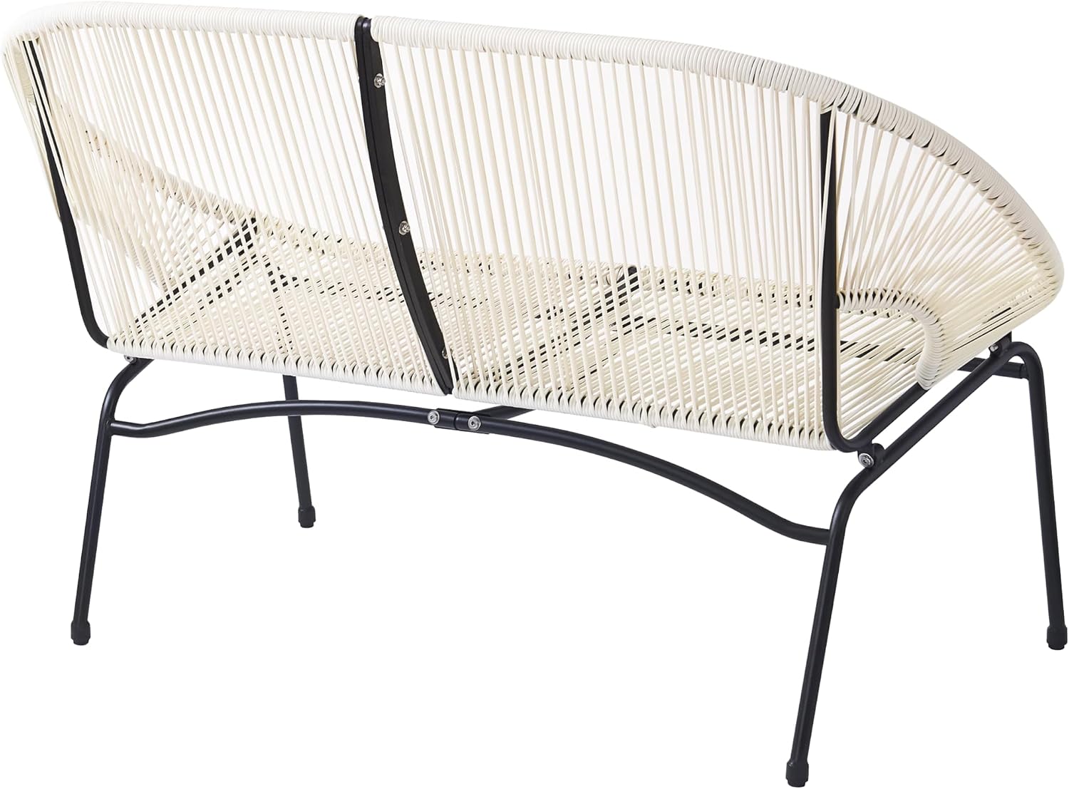 Christopher Knight Home Dessa 3 Piece Patio Furniture Set, Patio Wicker Accent Chair Set of 2 and Loveseat, Metal Frame 4 Seater Outdoor Papasan Lounge Chair Set, PE Rattan Outdoor Bistro Set, White