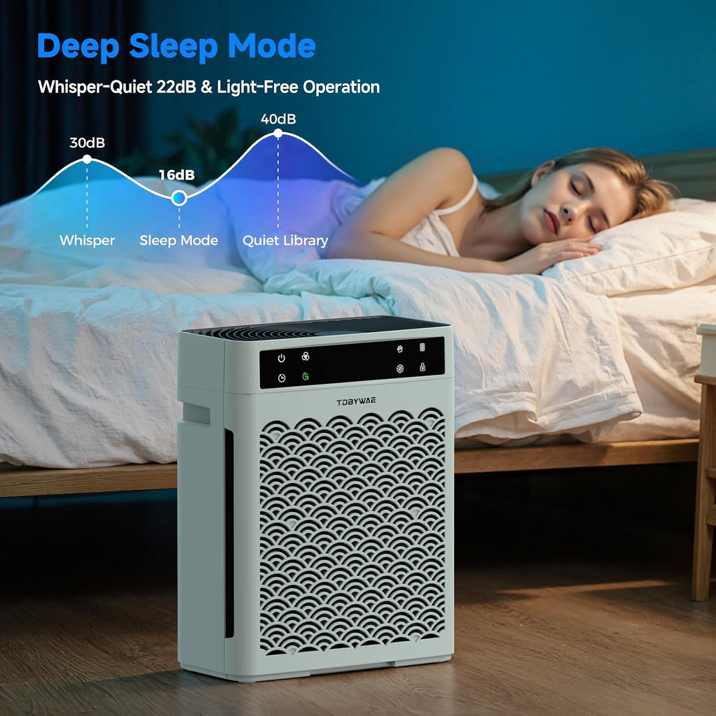 Air Purifiers for Home, Large Room up to 3000 Ft², HEPA Air Purifier for Home Pets with Filter, Air Quality Sensor, Timer, Air Cleaner for Bedroom, Dorm Room, Pet Hair, Office - Green