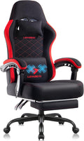 LEMBERI Gaming Chair, Fabric Big and Tall Video Game Chairs with Footrest, Massage Lumbar Support, Racing Style Ergonomic Computer Gamer Chair with Adjustable Headrest (Red)