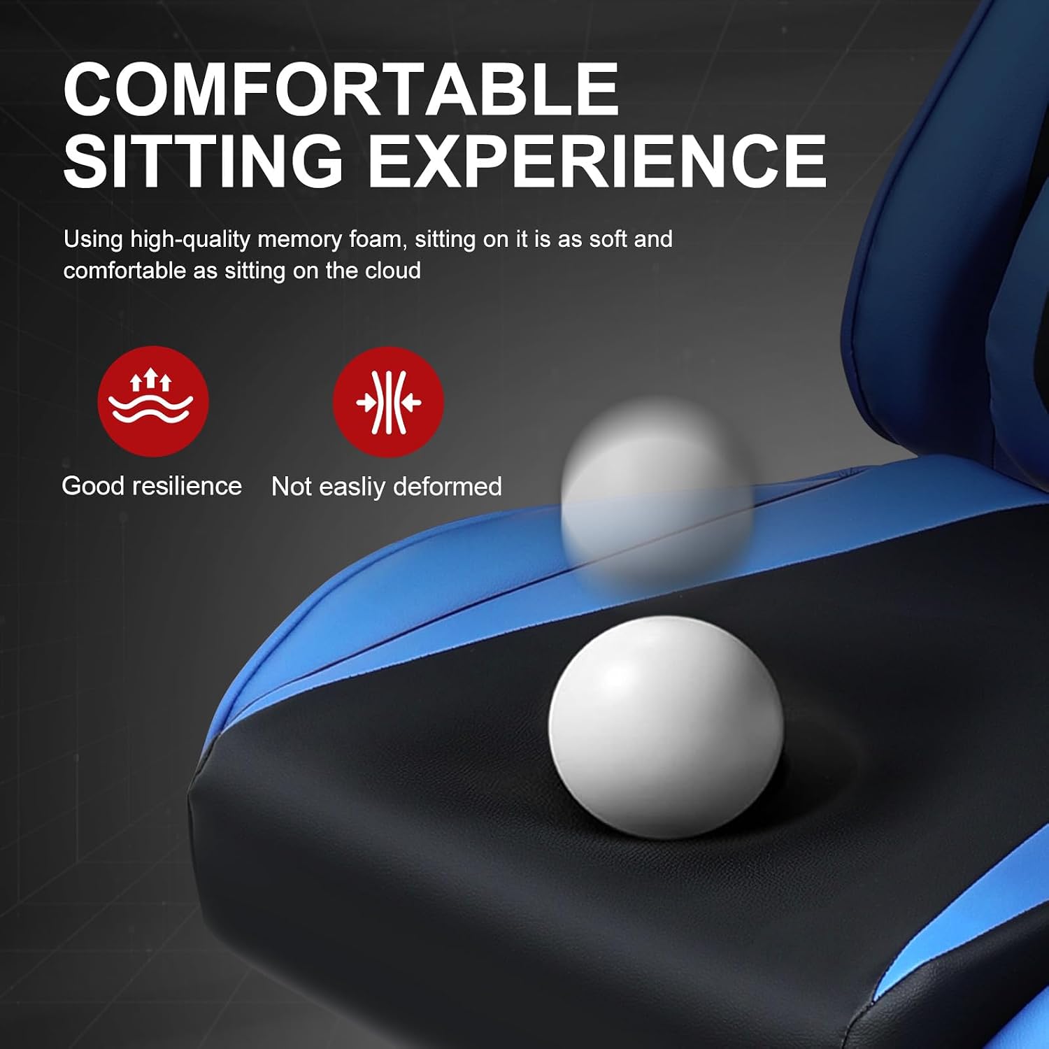 GTPLAYER Gaming Chair with Footrest, Ergonomic Computer Game Desk Chair, Recline Gaming Chair Seat Height Adjustment, Swivel Rocker with Headrest and Lumbar (Blue)