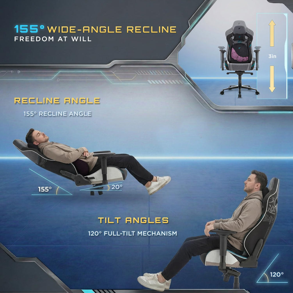 TTRACING Jujutsu Kaisen Toji Gaming Chair, Heavy Duty 440lb Ergonomic Computer Desk Chair with 4D Armrests & 155° Recline, High Back PU Leather Office Chair for Adults, Black