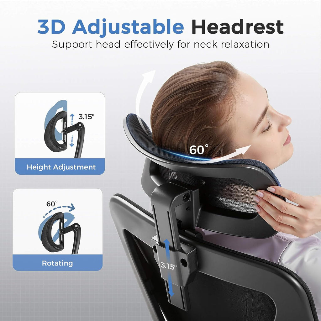 COMHOMA Office Chair Ergonomic Big and Tall Gaming Chair 350 LBS with 3D Adaptive Lumbar Support & Headrest, High Back Swivel Mesh Desk Chair Comfy for for Long Hours Work, ErgoFlex-P26, Black
