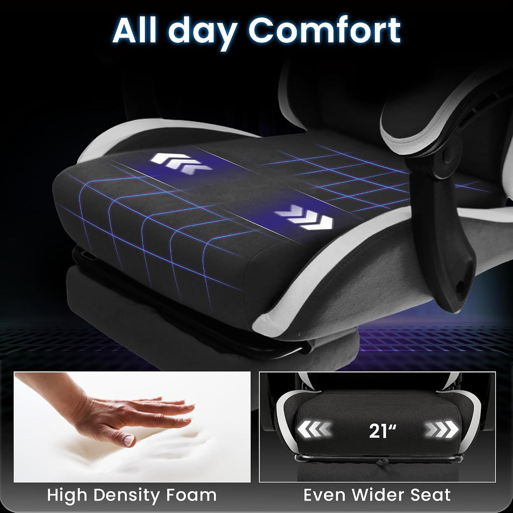 N-GEN GAMING Video Gaming Chair Office Computer Desk Use Ergonomic Reclining Backrest Adjustable Armrests Lumbar Support Footrest High Density Foam Breathable Fabric Heavy Duty Base (Black)