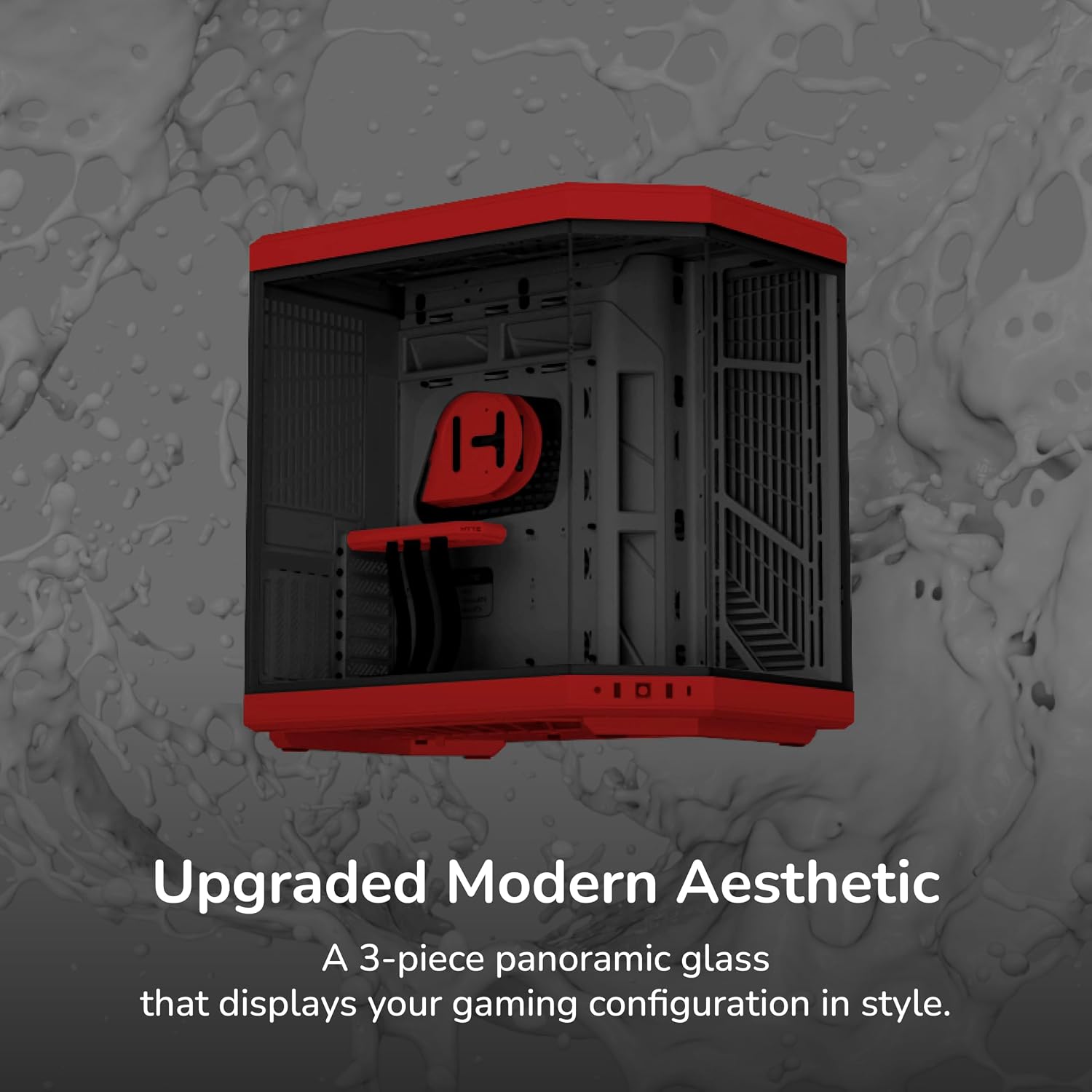 Hyte Y70 Upgraded Modern Aesthetic Dual Chamber Panoramic Tempered Glass Mid-Tower ATX Computer Gaming Case with PCIE 4.0 Riser Cable Included, Red (CS-HYTE-Y70-BR)
