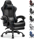 GTPLAYER Gaming Chair with Footrest, Computer Gaming Chair for Adults and Kids, Height Adjustable Gamer Chair with 90-155° Recline & Removable Headrest Lumbar Support, 01 Iridescent Black