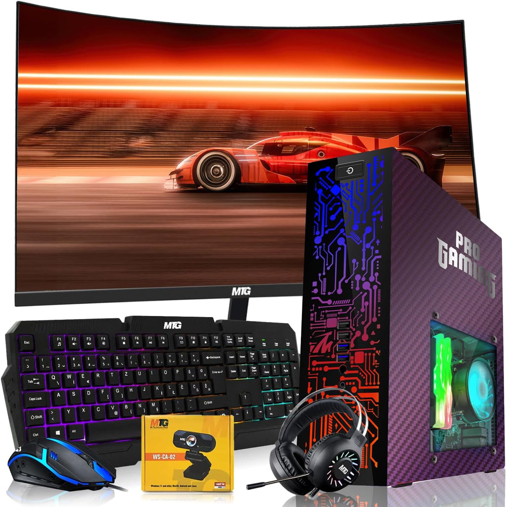HP Chameleon Desktop Computer PC–Intel Core i5,16GB ARGB RAM,512GB SSD,GT-1030 Graphic Card,24 Inch Curved Monitor,RGB KBM with AI Copilot Key,RGB Headphone,Webcam,Windows 11 (Renewed)