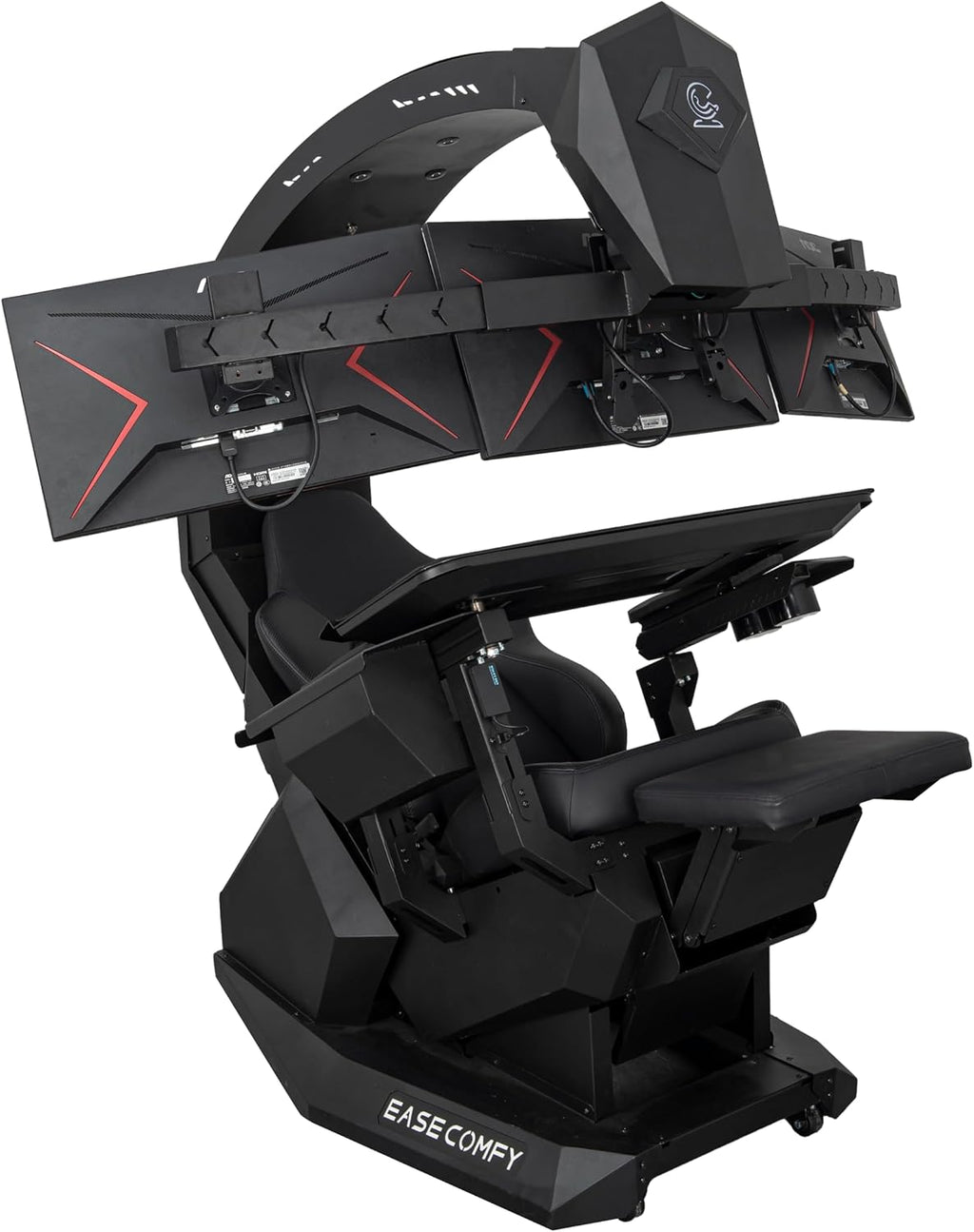 Imperatorworks EASECOMFY T2 Throne Computer Cockpit for 3 Monitors, Zero Gravity Chair Workstation,can Extend for 5 Monitors Support ultrawide 1 * 49' Option with Massage Function