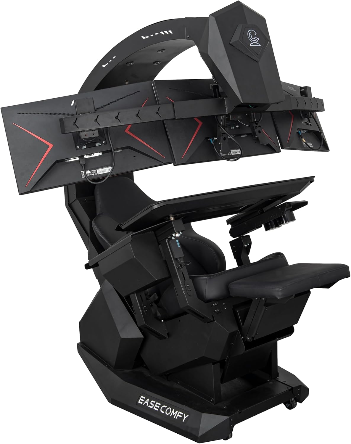 Imperatorworks EASECOMFY T2 Throne Computer Cockpit for 3 Monitors, Zero Gravity Chair Workstation,can Extend for 5 Monitors Support ultrawide 1 * 49' Option with Massage Function