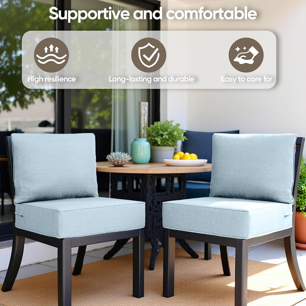 Outdoor Cushion Set for Furniture patio furniture,UV Resistant,Waterproof outdoor cushion set - 6 Inch thick foam garden cushions– 24x24 Inch Patio Seat Covers for Chair/Sofa/Couch Baby Blue 4-pack