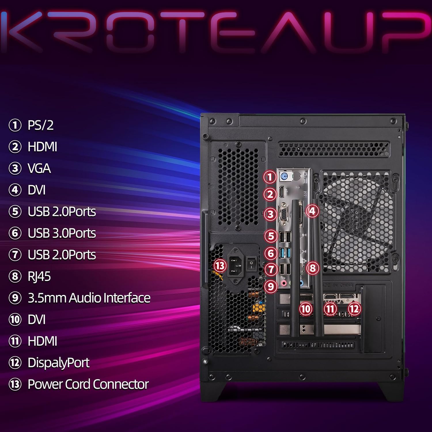 Gaming PC Desktop Computer, Intel Core i7 4th Gen, GTX 1050 Ti 4G, 16GB DDR3 RAM, 512GB SSD, WiFi 6, 5 RGB Fans, Prebuilt Gaming Tower PC with Windows 11 Home - Ready to Play